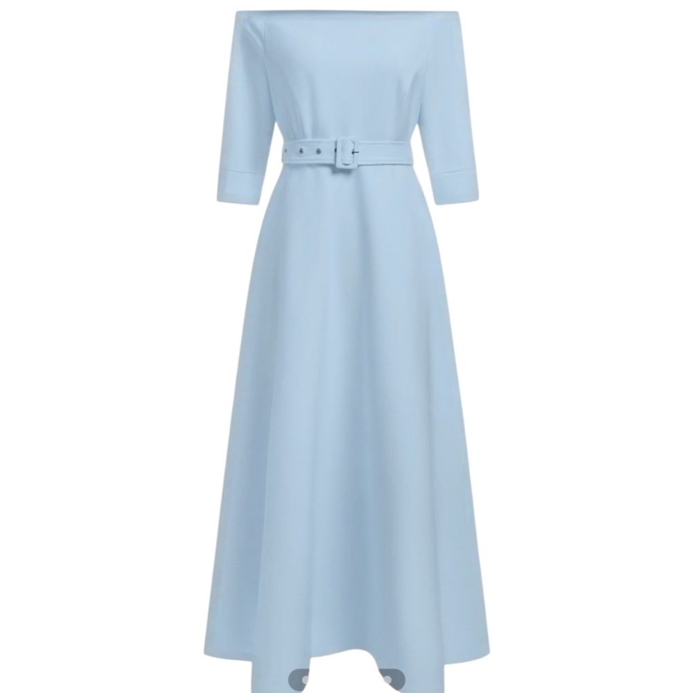 Elegant Blue Off-Shoulder Dress